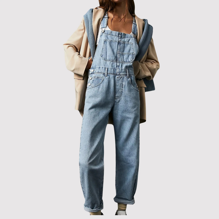 Women’s Denim Overalls with Multiple Pockets