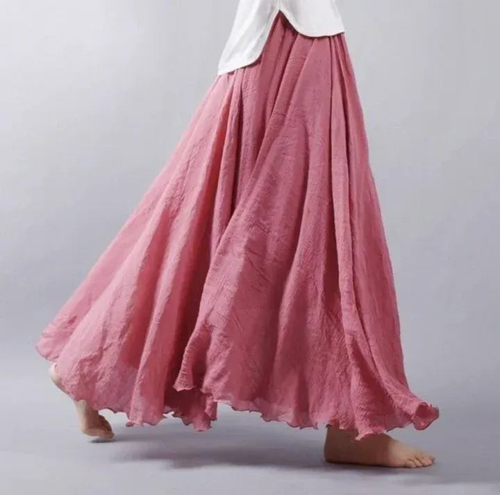 Women's High-Waisted Maxi Skirt with Ruffled Hem