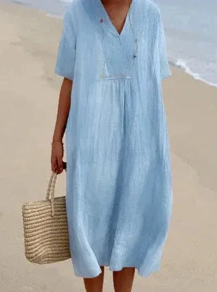 Women's Deep V-Neck Midi Dress