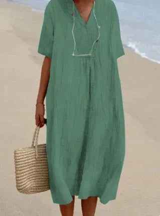 Women's Deep V-Neck Midi Dress
