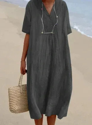 Women's Deep V-Neck Midi Dress
