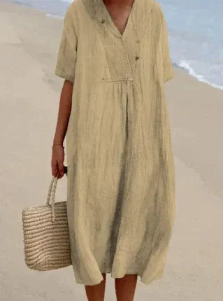 Women's Deep V-Neck Midi Dress