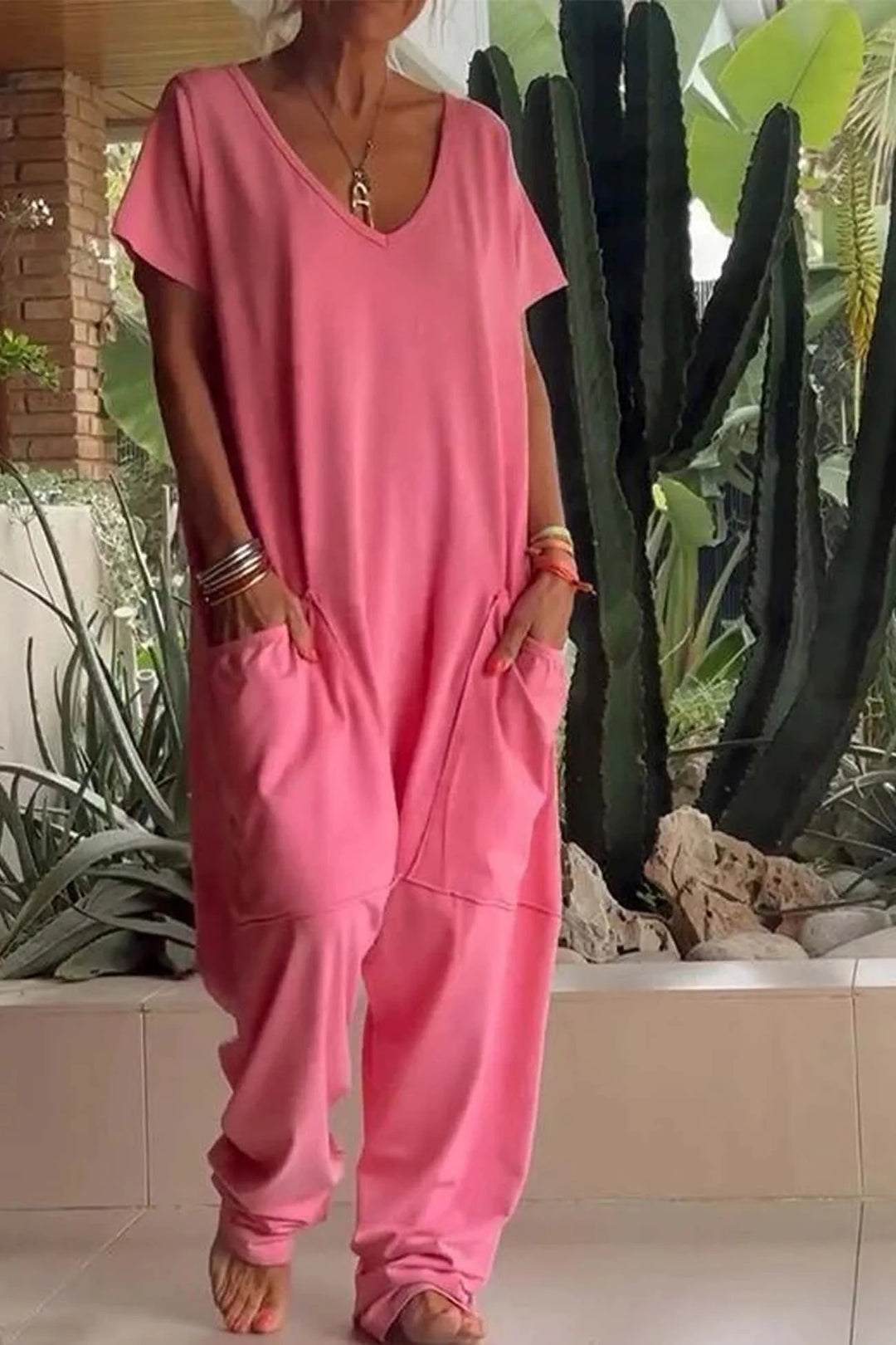 Women’s Ribbed V-Neck Jumpsuit