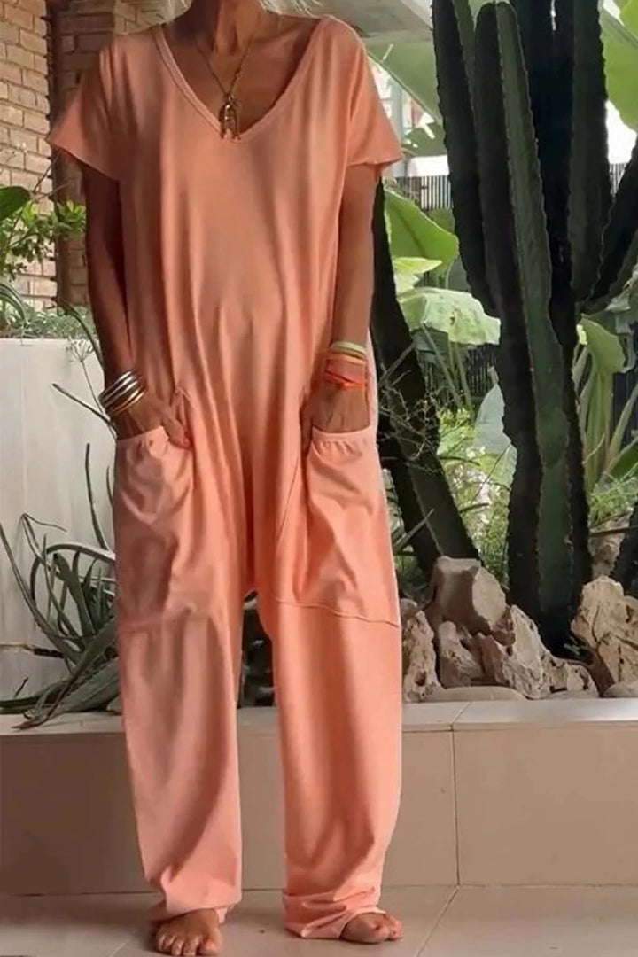 Women’s Ribbed V-Neck Jumpsuit