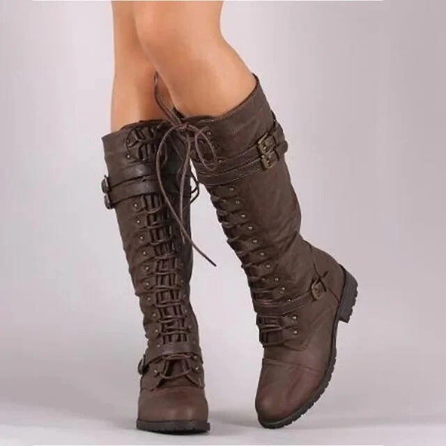 Women's Lace-Up Buckled Boots