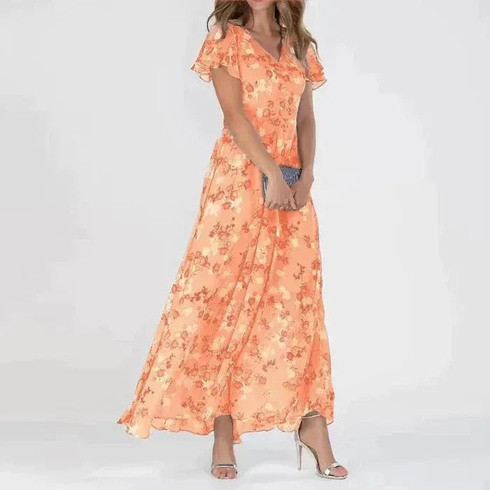 Women's Floral V-Neck Maxi Dress