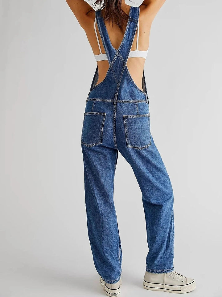 Women’s Denim Overalls with Multiple Pockets