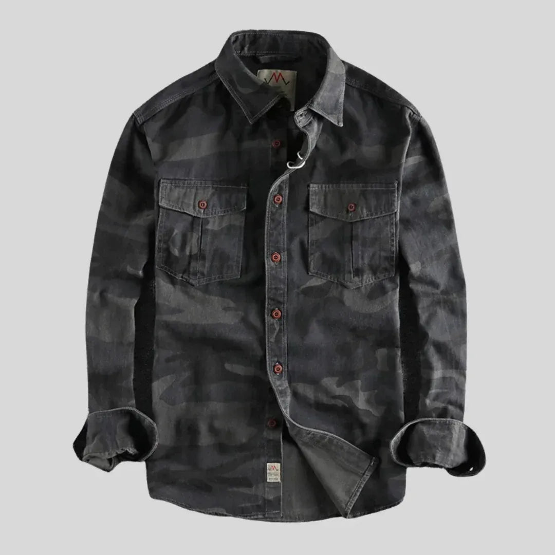 Men’s Camouflage Long-Sleeve Button-Down Shirt
