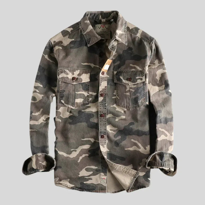 Men’s Camouflage Long-Sleeve Button-Down Shirt