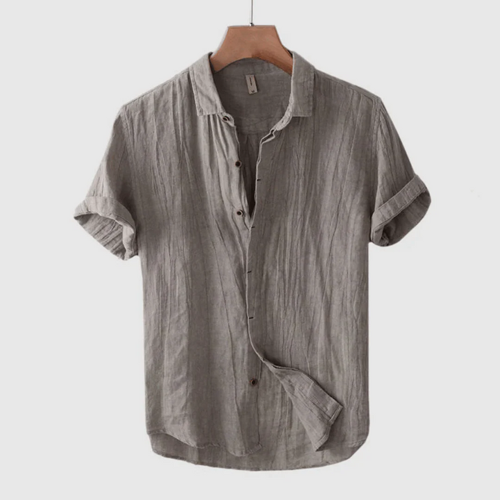 Men’s Short-Sleeved Button-Down Shirt with Collar