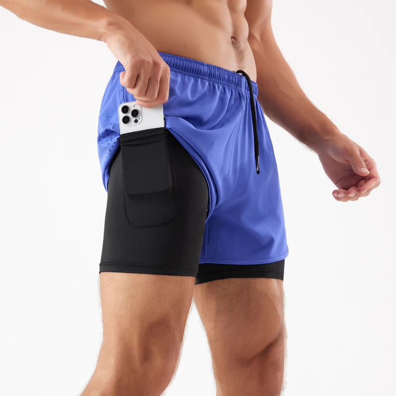 Men’s Double-Layer Shorts with Zippered Pocket
