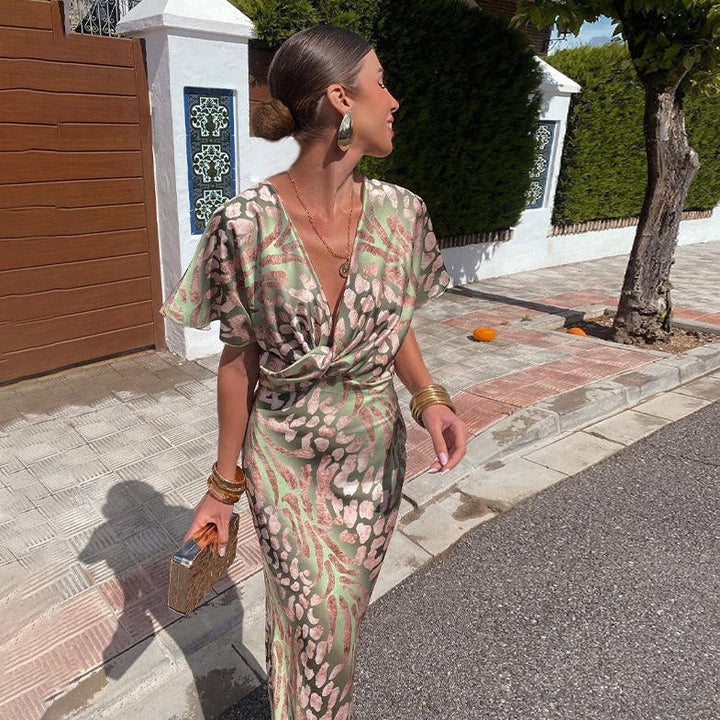 Women’s Printed Twist-Knot Midi Dress