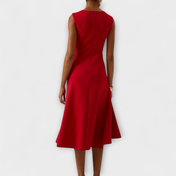 Women's Sleeveless Midi Dress with Wrap-Style Skirt