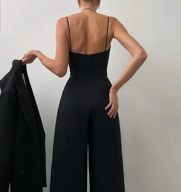 Women's Sweetheart Neckline Wide-Leg Jumpsuit