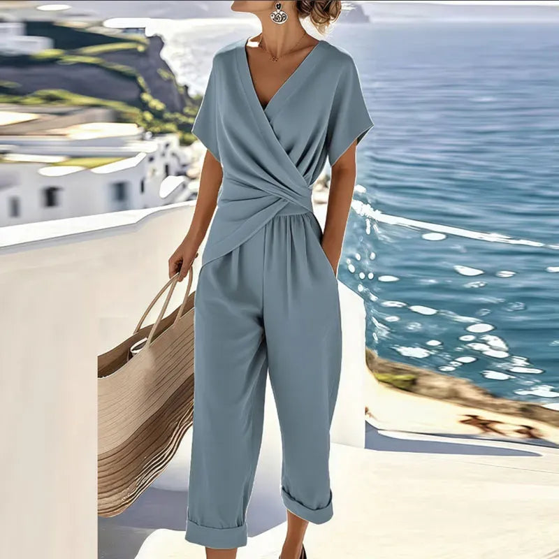 Women’s Wrap Top and Wide-Leg Trousers
