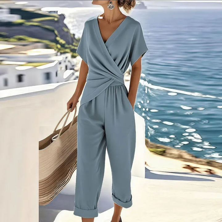 Women’s Wrap Top and Wide-Leg Trousers
