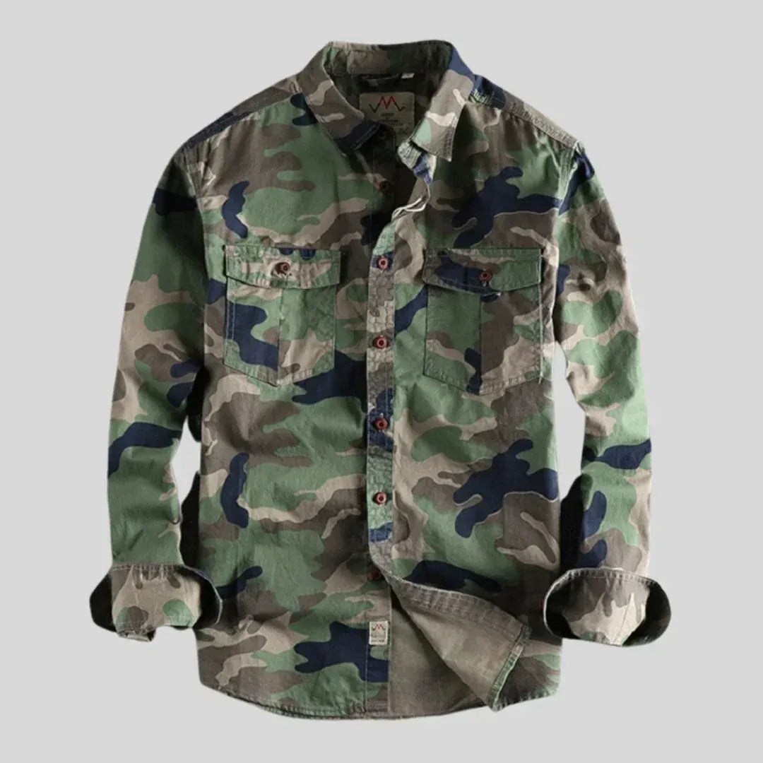Men’s Camouflage Long-Sleeve Button-Down Shirt