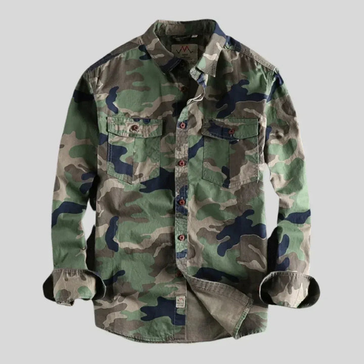 Men’s Camouflage Long-Sleeve Button-Down Shirt