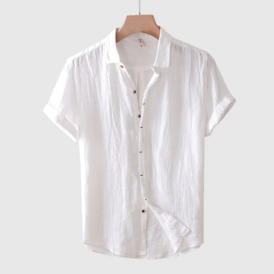 Men’s Short-Sleeved Button-Down Shirt with Collar