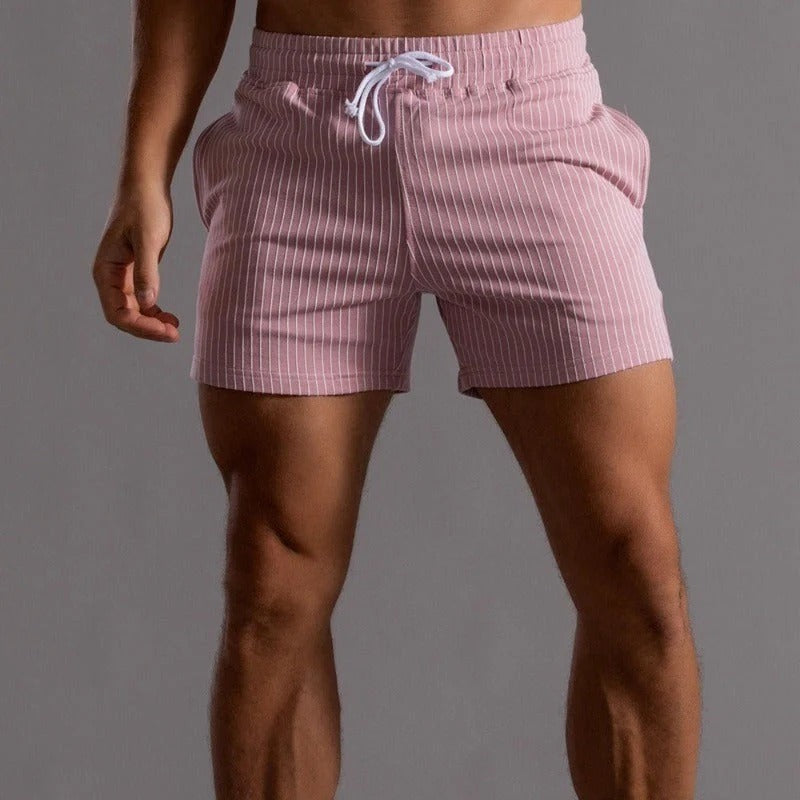 Men’s Slim-Fit Shorts with Pinstripe Pattern