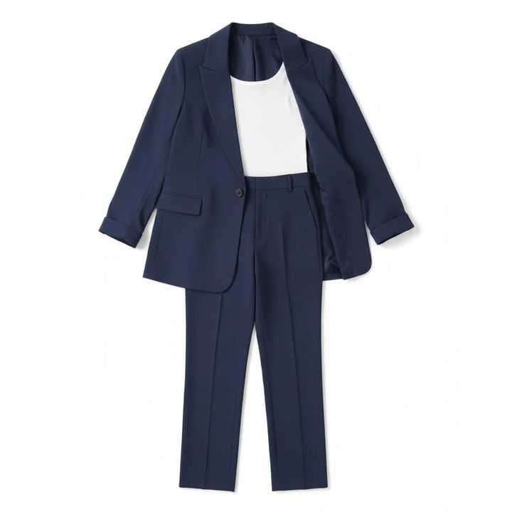 Women's Single-Breasted Blazer and High-Waisted Trouser Set