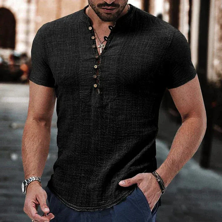 Men’s Short-Sleeve Shirt with Button Placket