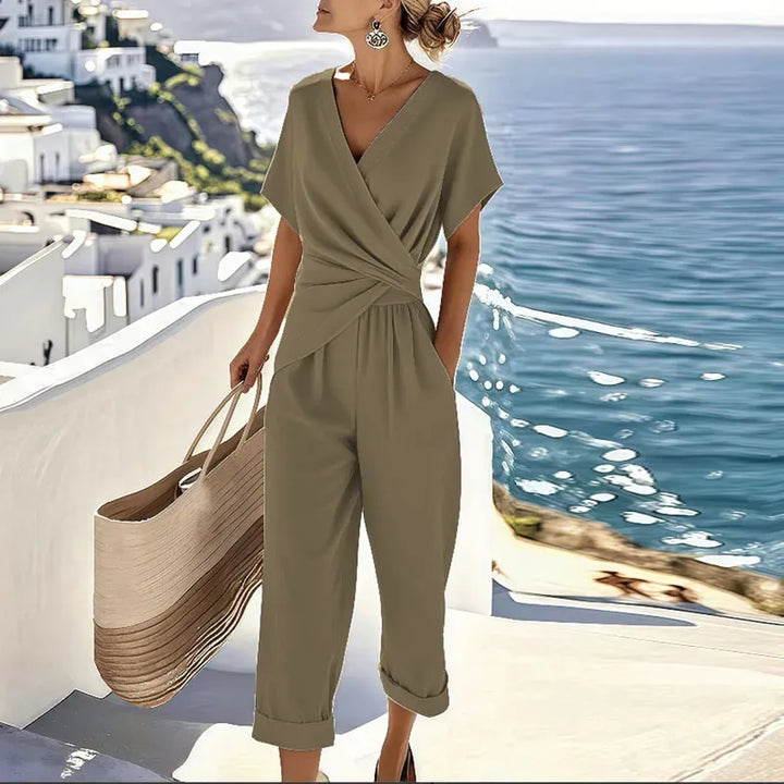 Women’s Wrap Top and Wide-Leg Trousers