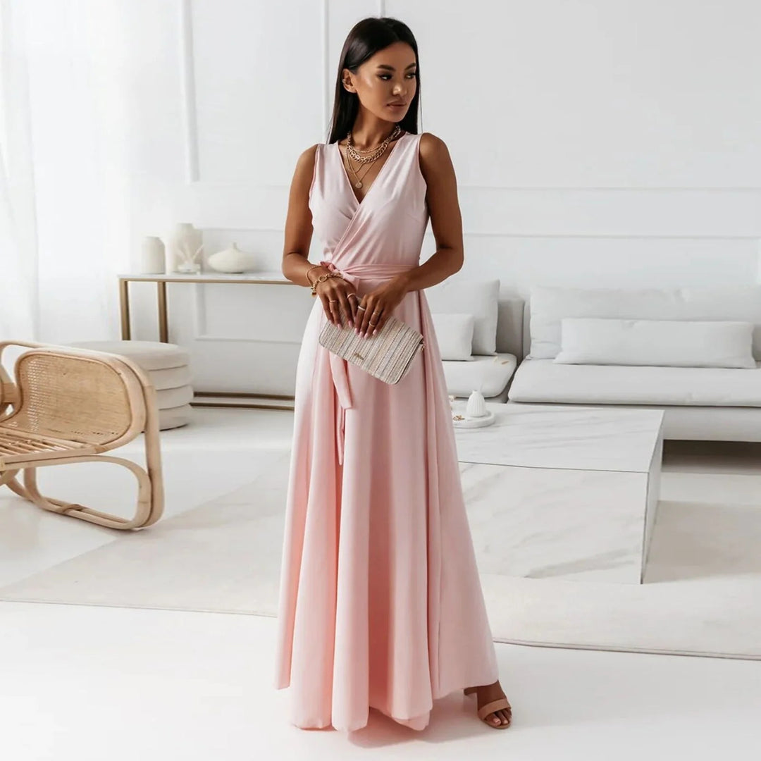 Women’s Sleeveless Wrap-Style Maxi Dress