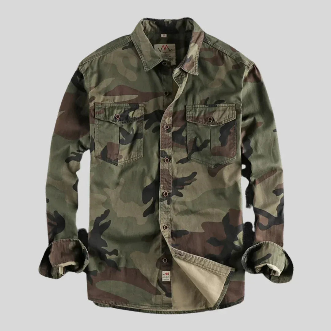 Men’s Camouflage Long-Sleeve Button-Down Shirt