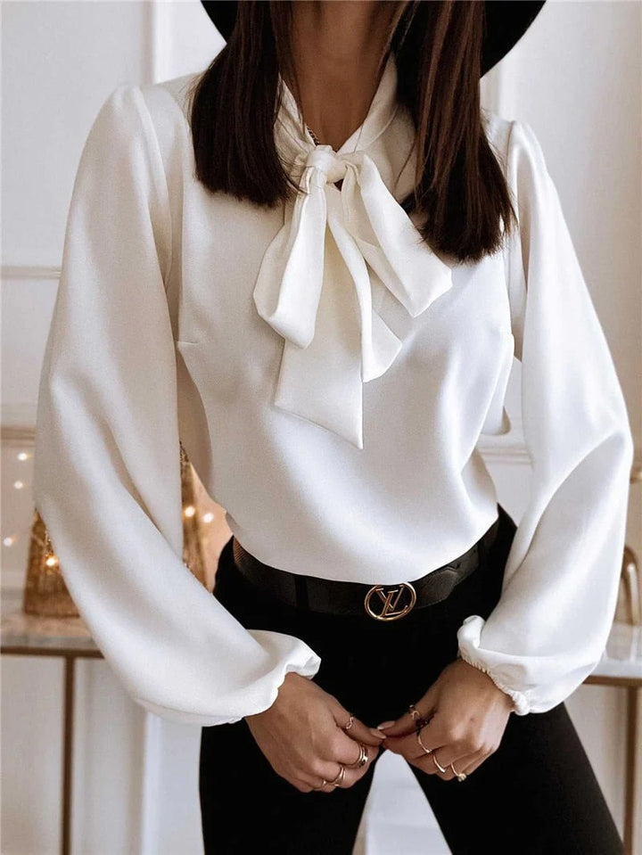 Women’s Long-Sleeve Blouse with Bow Detail