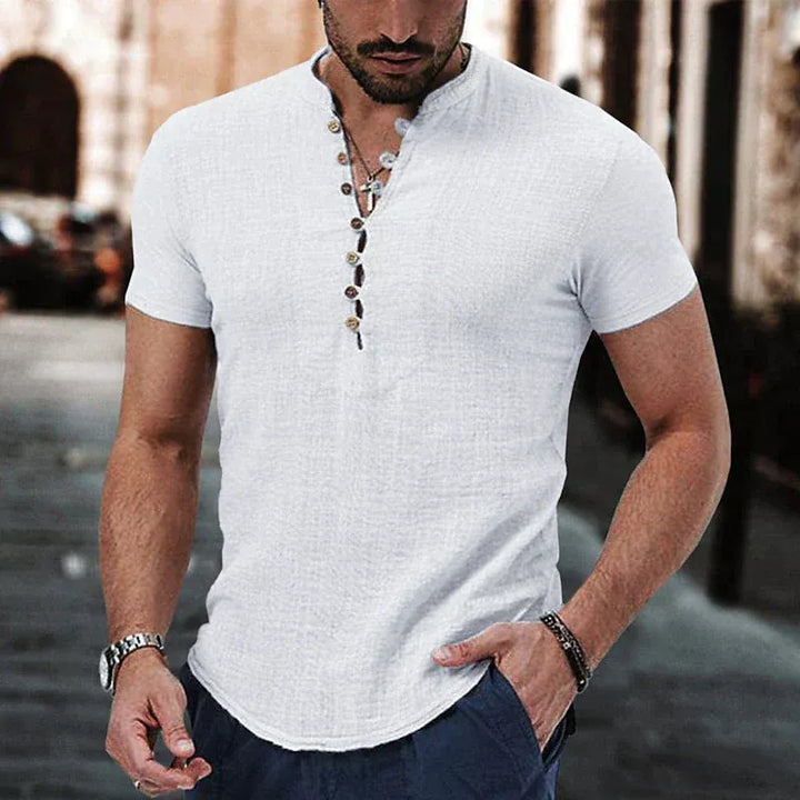 Men’s Short-Sleeve Shirt with Button Placket