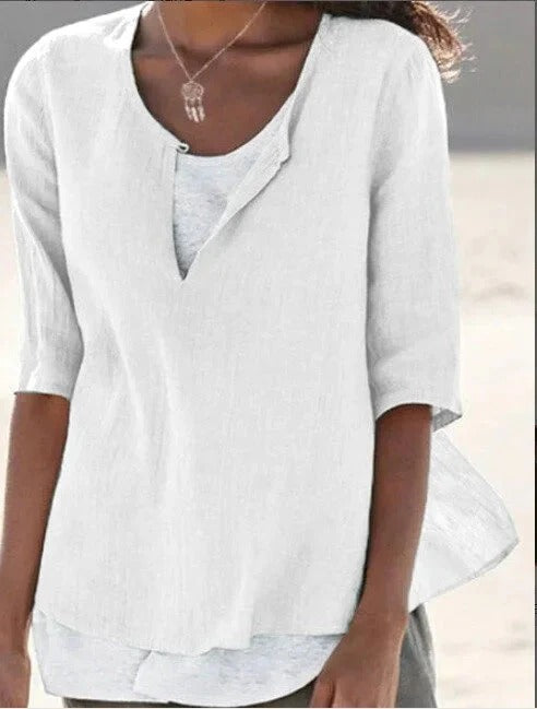 Women’s Deep V-Neck Three-Quarter Sleeve Blouse