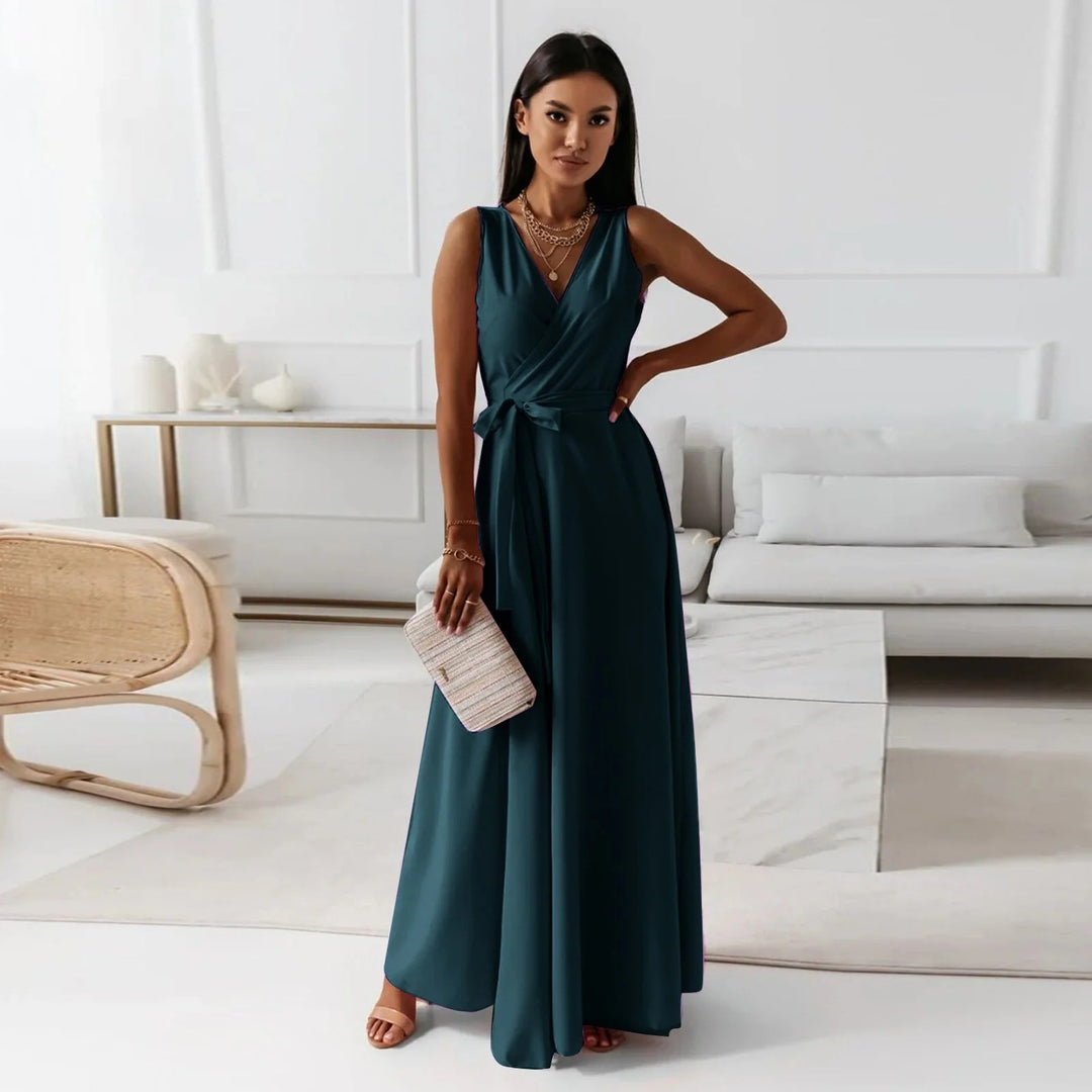 Women’s Sleeveless Wrap-Style Maxi Dress