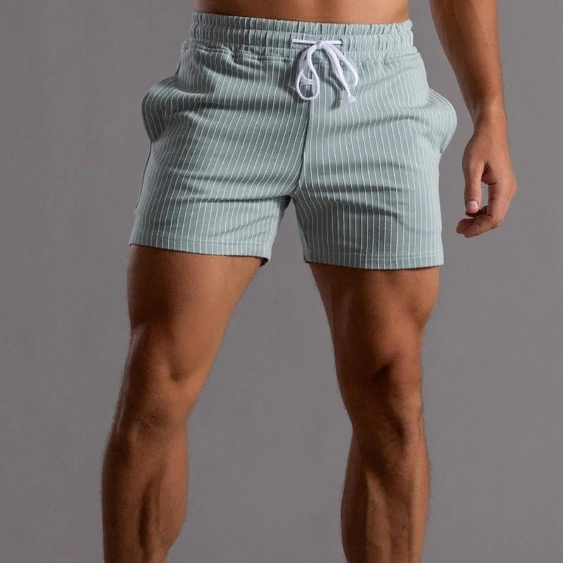Men’s Slim-Fit Shorts with Pinstripe Pattern