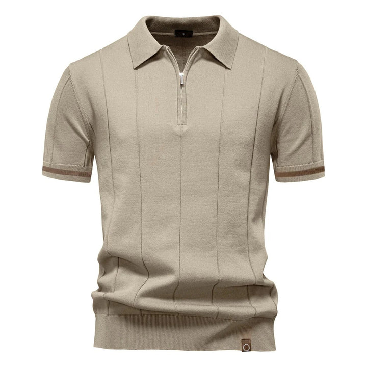 Men's Quarter-Zip Ribbed Polo Shirt