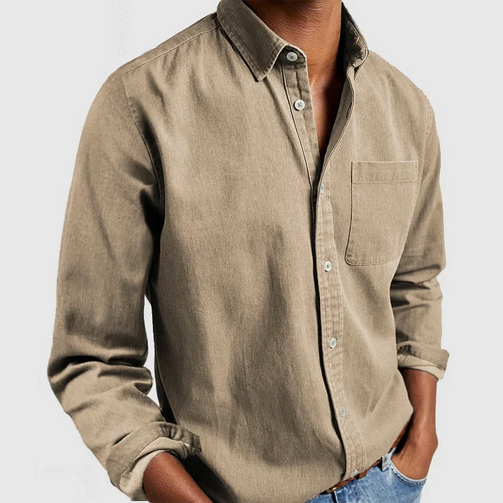 Men’s Long-Sleeve Button-Down Shirt with Chest Pocket