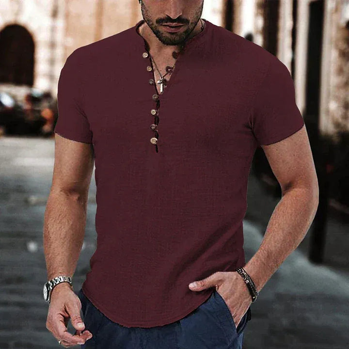 Men’s Short-Sleeve Shirt with Button Placket