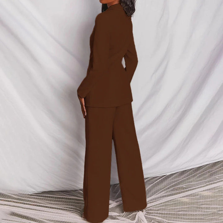 Women's Longline Blazer and Wide-Leg Trousers Set