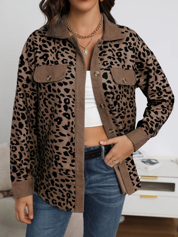 Women's Leopard Print Button-Front Jacket