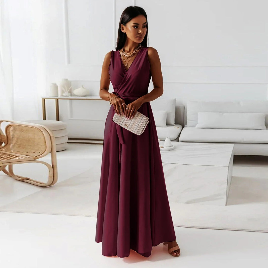 Women’s Sleeveless Wrap-Style Maxi Dress