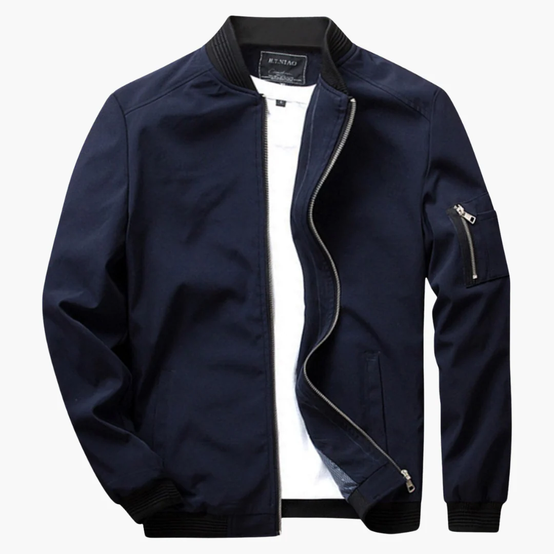 Men's Bomber Jacket with Zippered Pocket