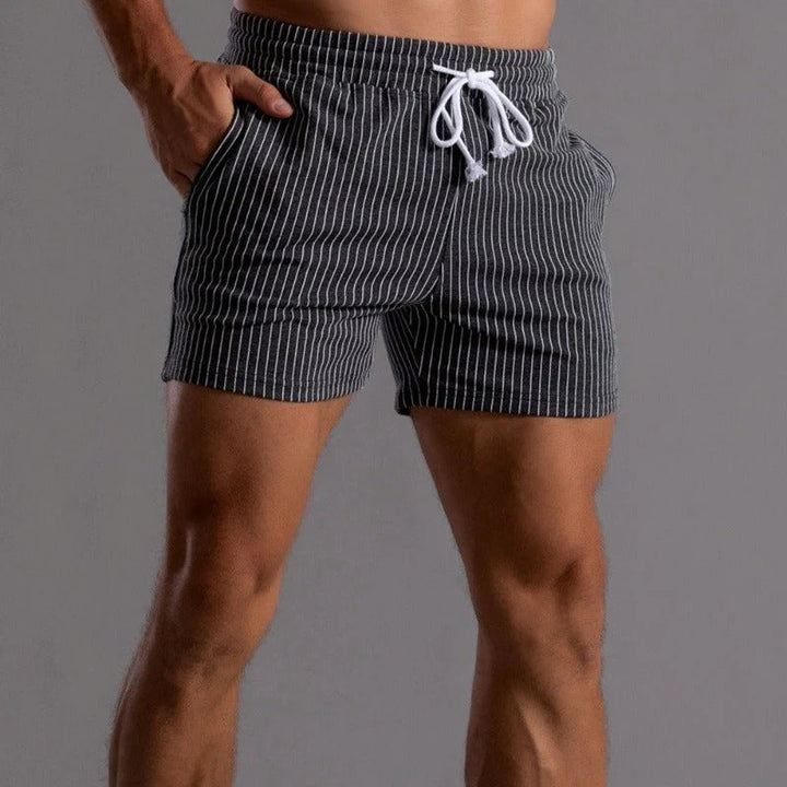 Men’s Slim-Fit Shorts with Pinstripe Pattern