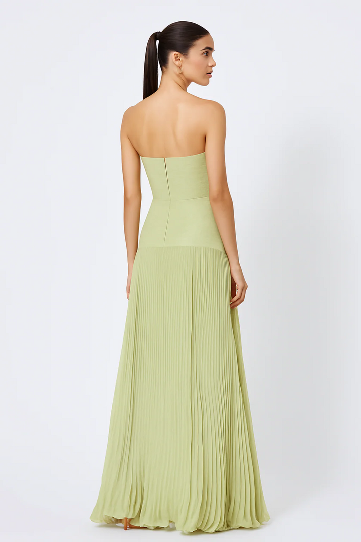 Women’s Strapless Maxi Dress with Pleated Skirt