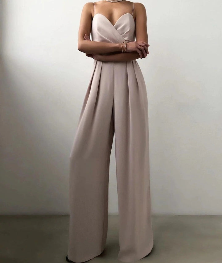 Women's Sweetheart Neckline Wide-Leg Jumpsuit