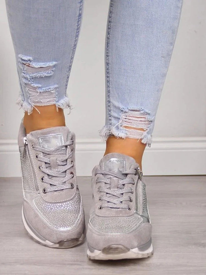 Women’s Wedge Platform Sneakers with Side Zipper