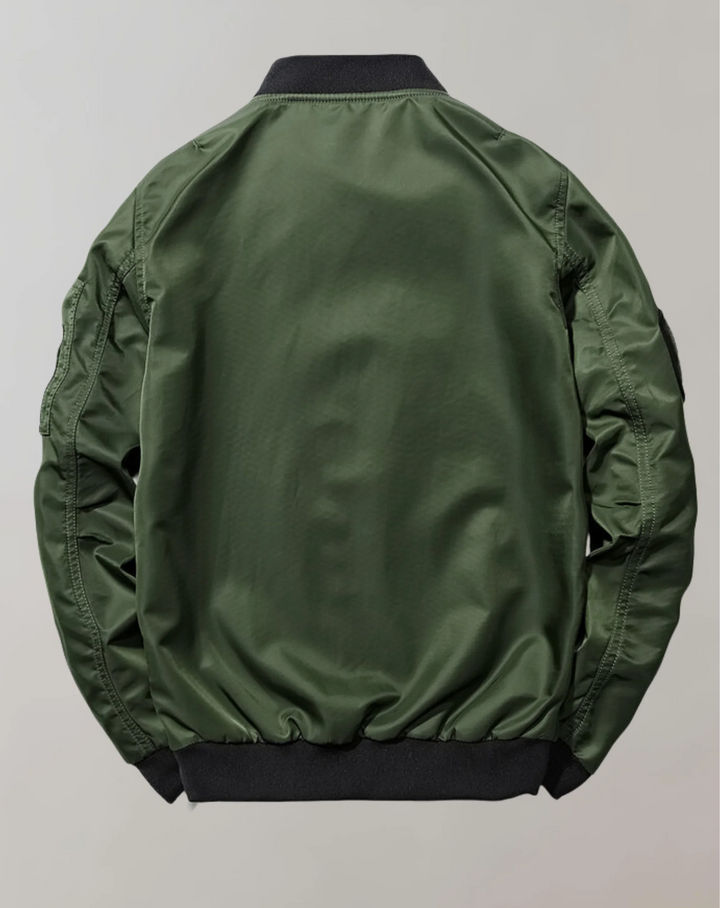 Men’s Zip-Up Bomber Jacket with Patches