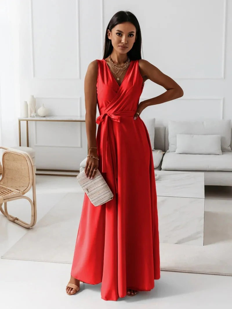 Women’s Sleeveless Wrap-Style Maxi Dress