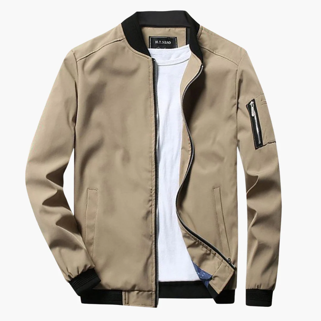 Men's Bomber Jacket with Zippered Pocket