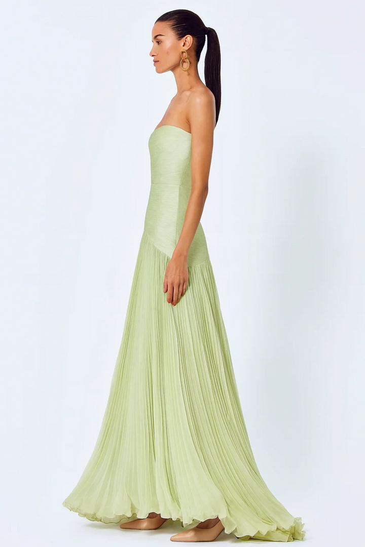 Women’s Strapless Maxi Dress with Pleated Skirt