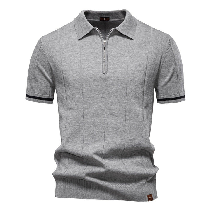 Men's Quarter-Zip Ribbed Polo Shirt